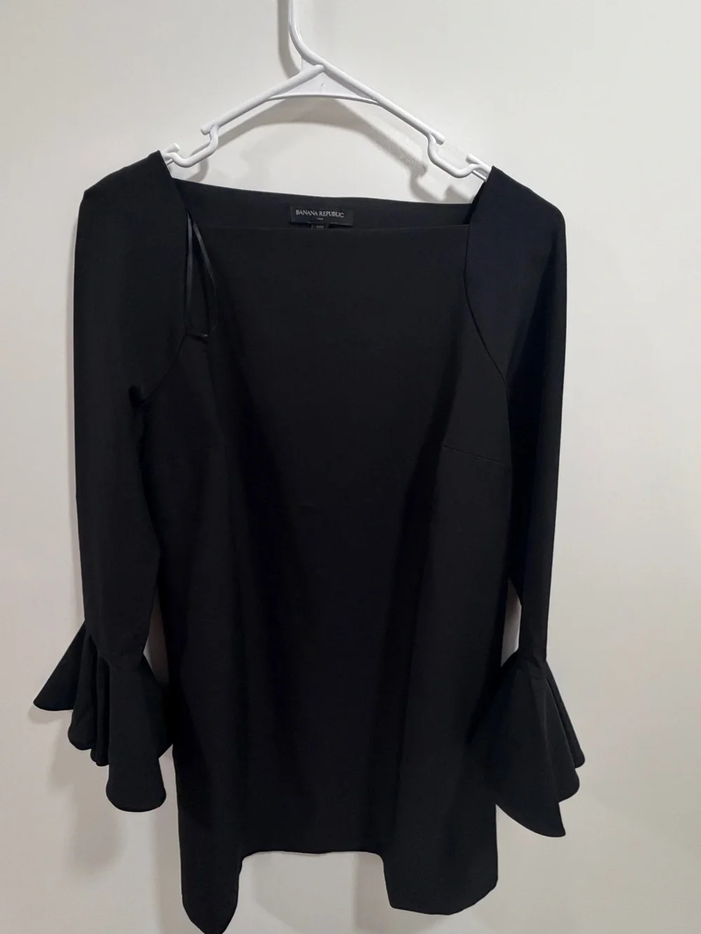 Banana Republic Black Dress Flared Sleeve Square Neck